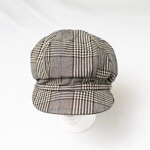 Upcycled Plaid Cotton Newsboy Cap Paperboy Cabbie Hat